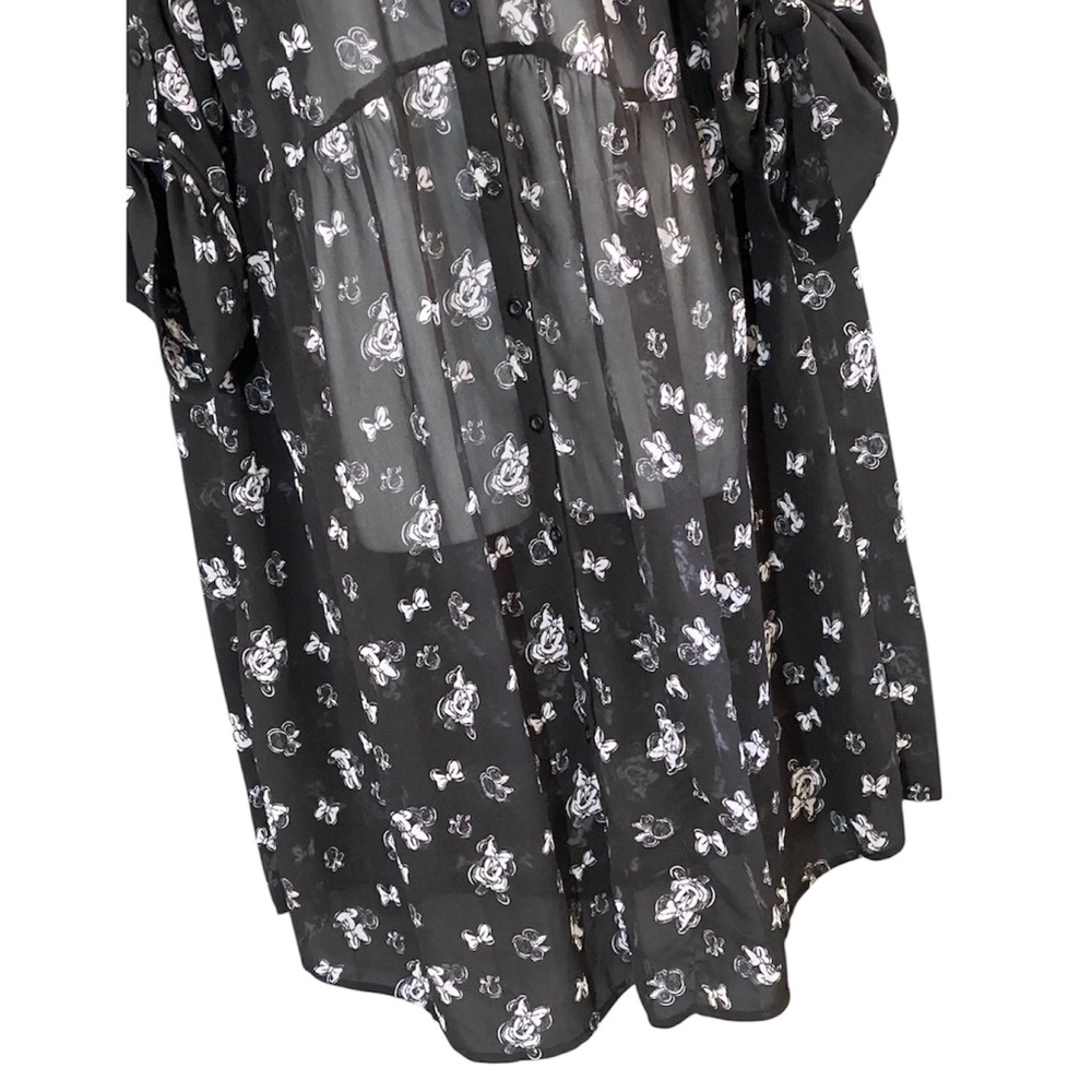 Torrid X Disney Minnie Mouse Babydoll Dress Size 2X Black Sheer Button Front - Picture 5 of 12
